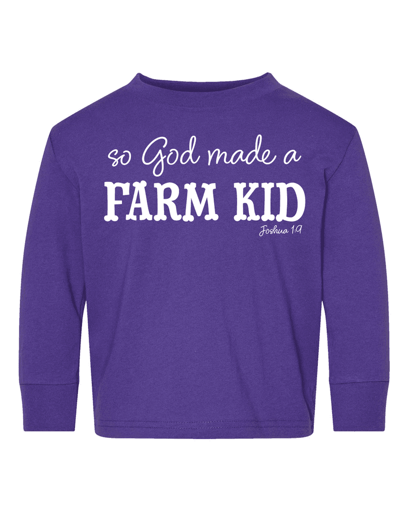 So God Made a Farm Kid Tee - TODDLER - Purple